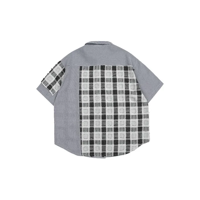 Contrast Plaid Striped Shirt-1