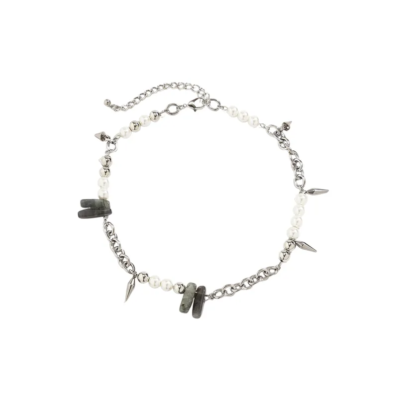 Hip Hop Splicing Pearl Necklace-0