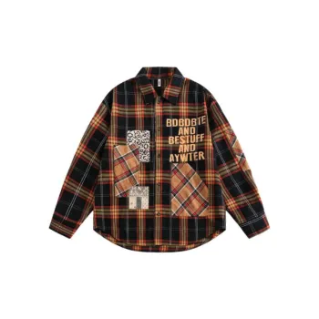 New Style Retro Plaid Patched Shirt
