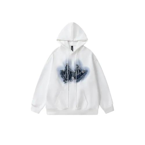Chest Patch Decorative Solid Color Hooded Sweater