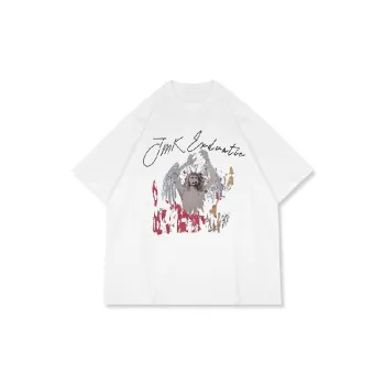 Retro Loose Washed Short Sleeve T shirt Character Printed