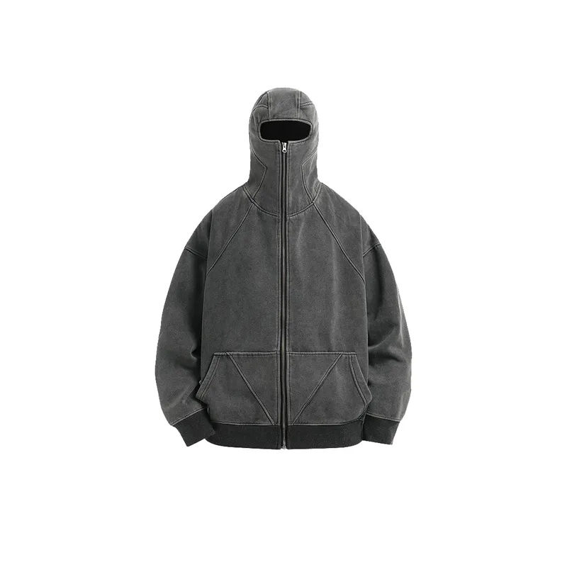 High Street Zipper Ninja Mask Hoodie - POIZON High Street Zipper Ninja Mask Hoodie - POIZON