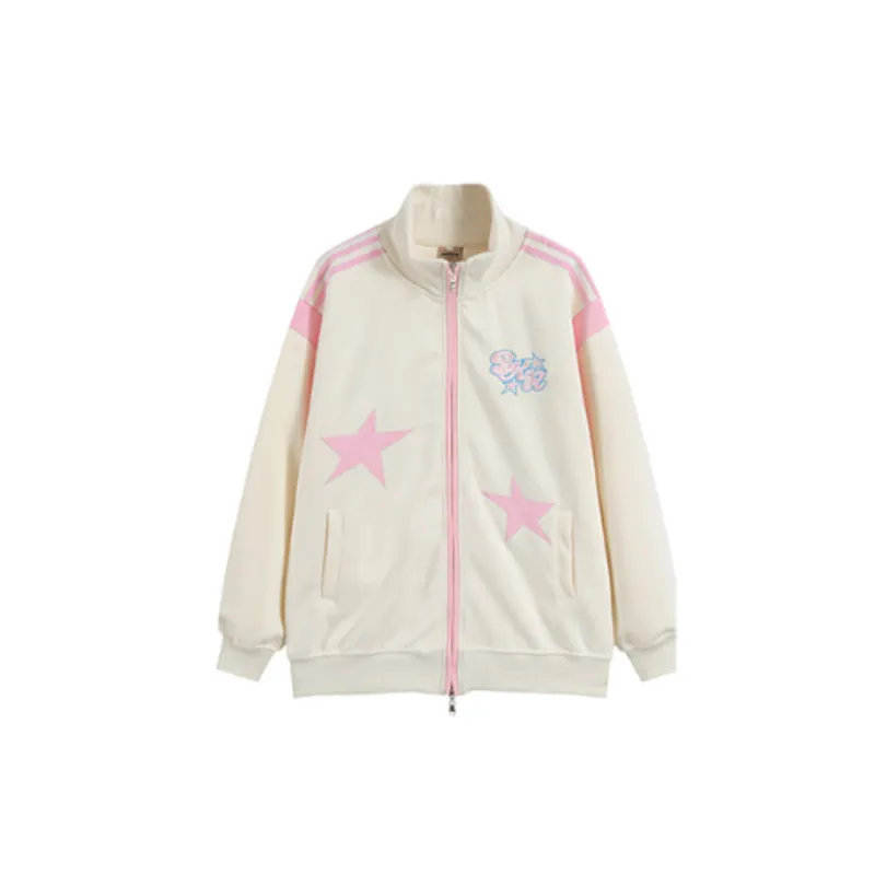 Fashion Brand Star Embroidered Loose Sweatshirt Coat-0