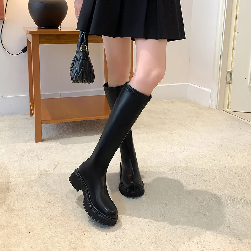 Basics Simple Knee High Boots-1