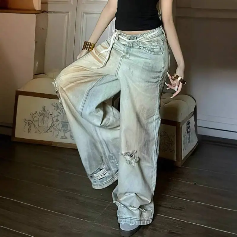 Fashionable Loose Straight Leg Jeans-1