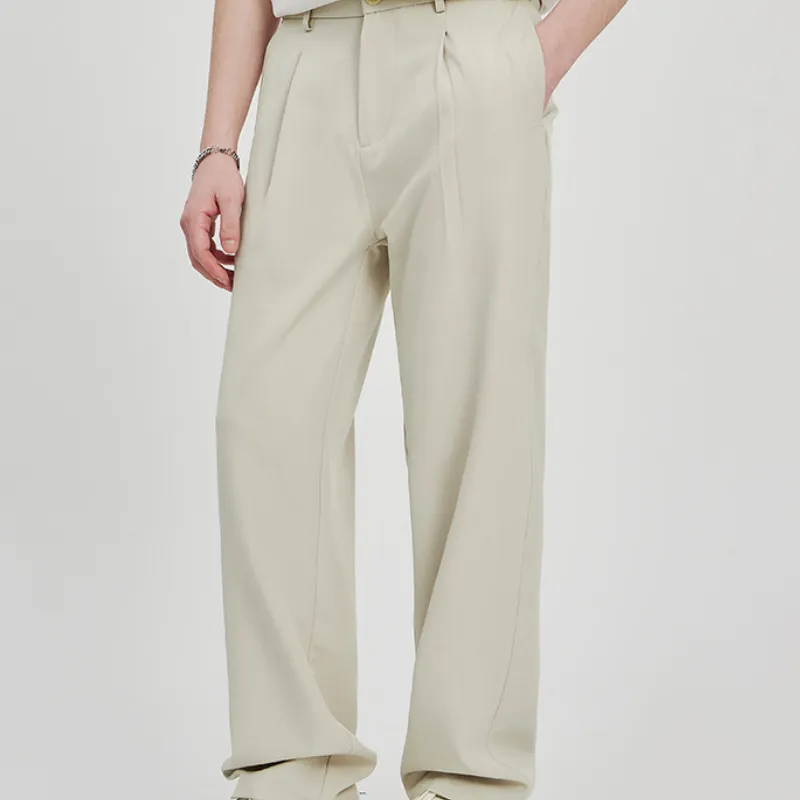 Casual Loose Blended Synthetic Fabrics Suit Trousers-2