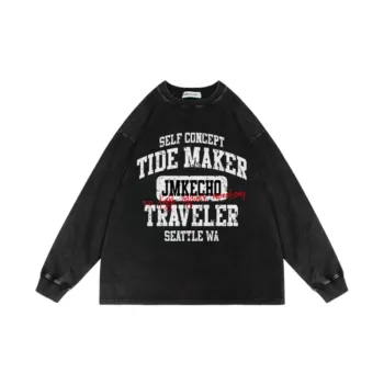 Trendy Letters Old Washed Crewneck Hoodie