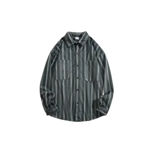 Retro Striped Cotton Blended Fabric Shirt