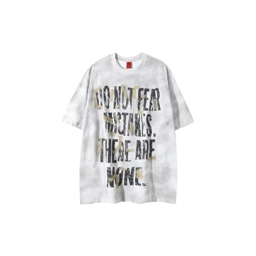 Tie Dye Letter Cotton Blended Fabric T-Shirt