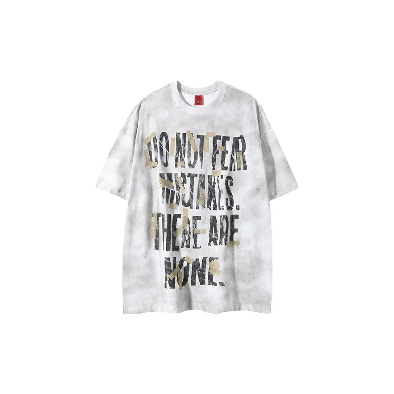 Tie Dye Letter Cotton Blended Fabric T Shirt-4