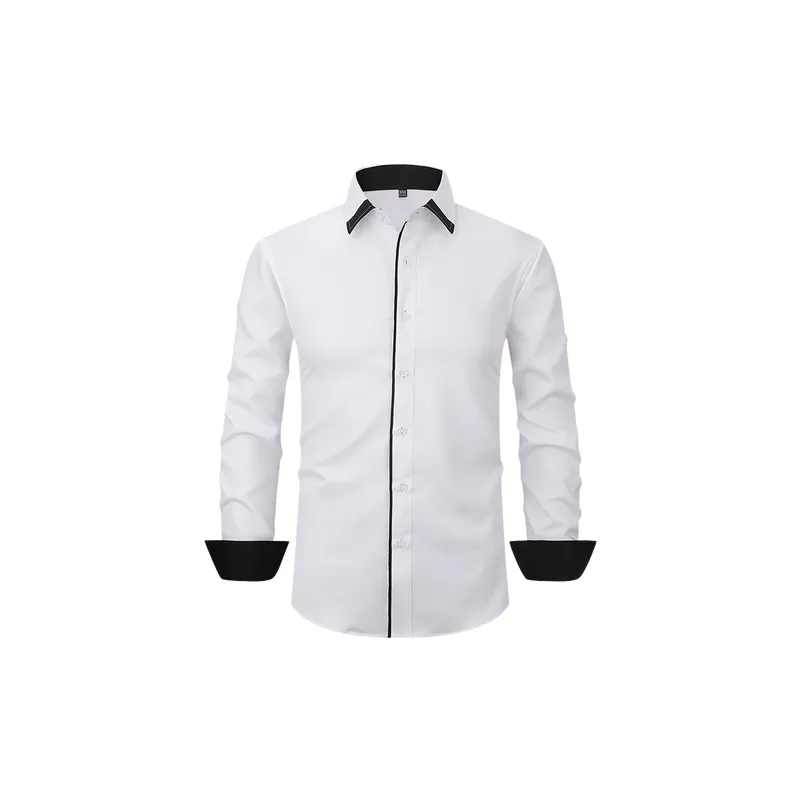 Casual Plain Polyester Blend Fabric Shirt-2
