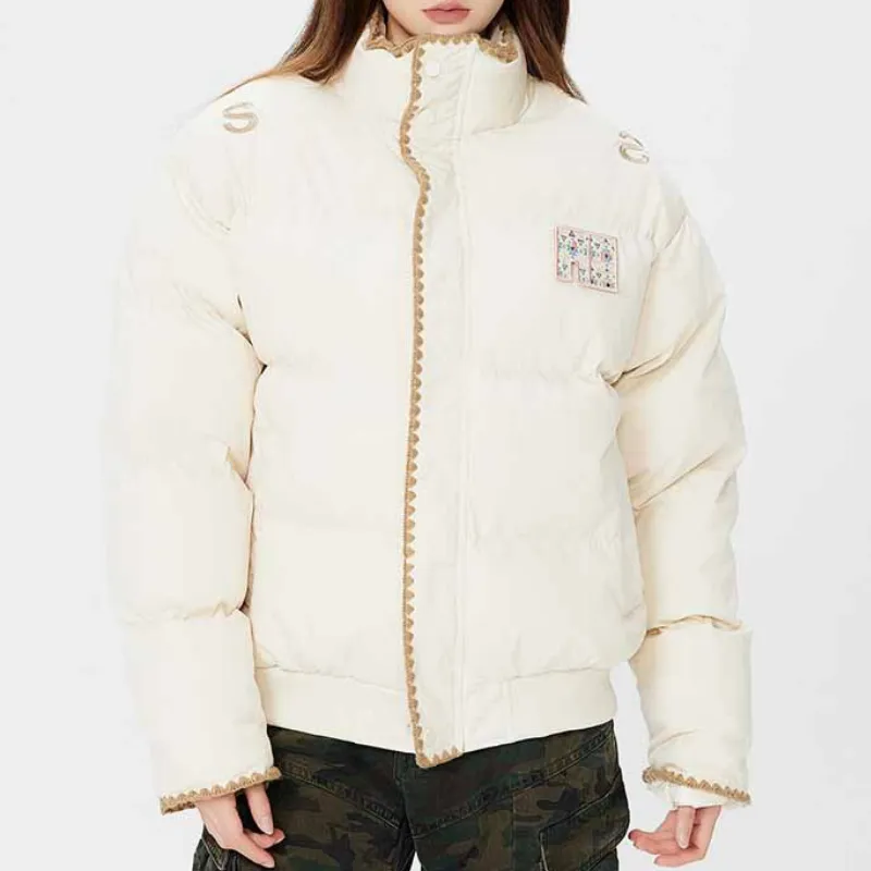 Simple Letter Plaid Quilted Jacket-2