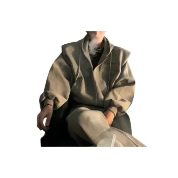 Shoulder Pads Zipper Sweatshirt