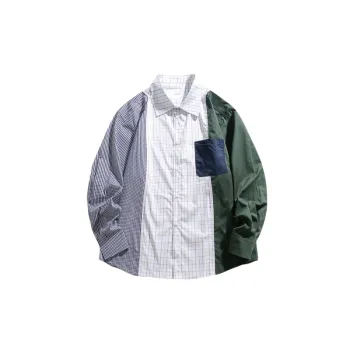 Plaid Splicing Long Sleeve Shirt
