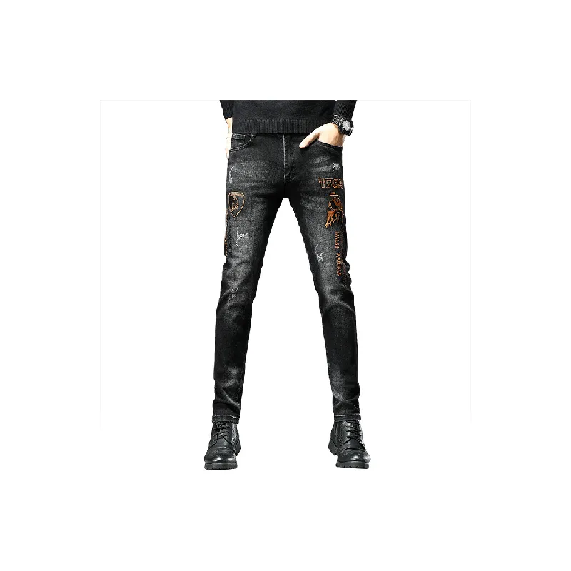 Trendy Embroidered Jeans-0