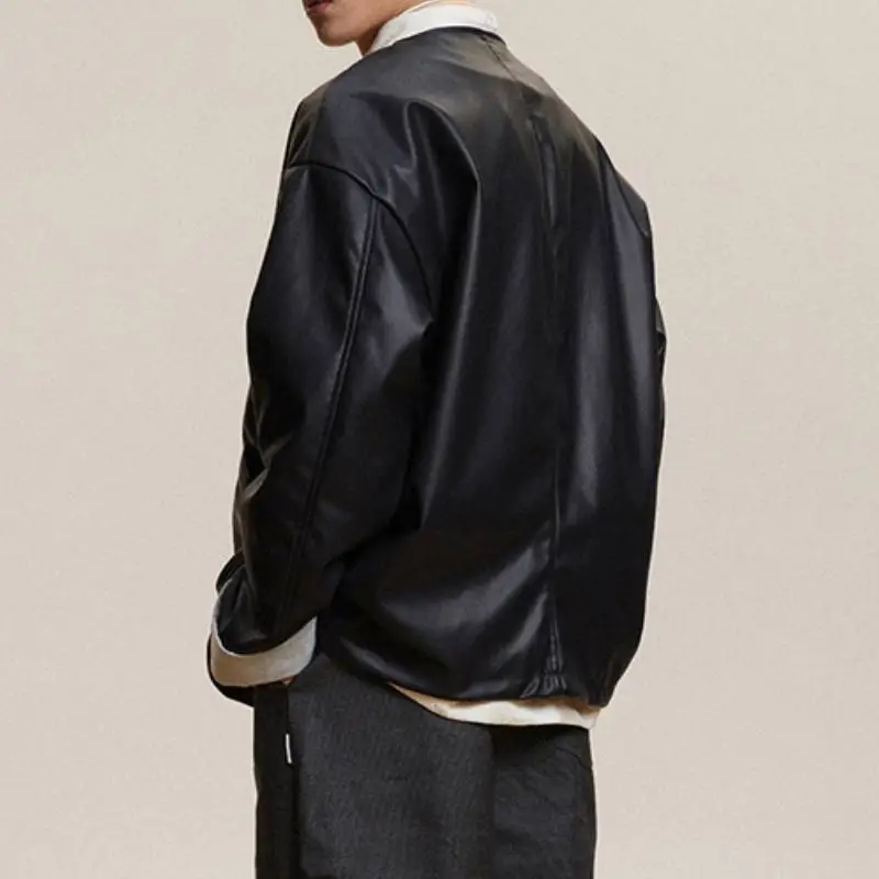 Simple Casual Leather Jacket-3