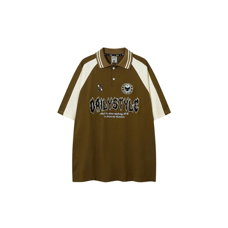 Trendy Brand Street Loose Polo Shirt-4