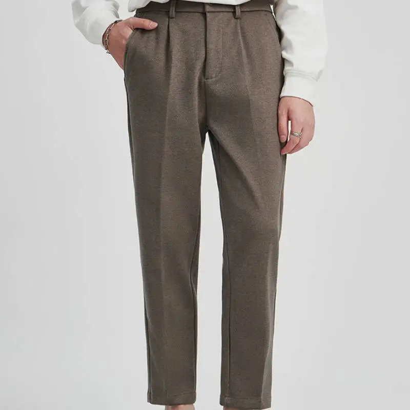 Casual Loose Cotton Blended Fabric Suit Trousers-2