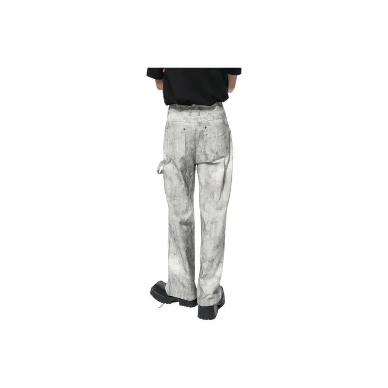 Retro Camouflage Splash Ink Printing Old Loose Casual Trousers-2