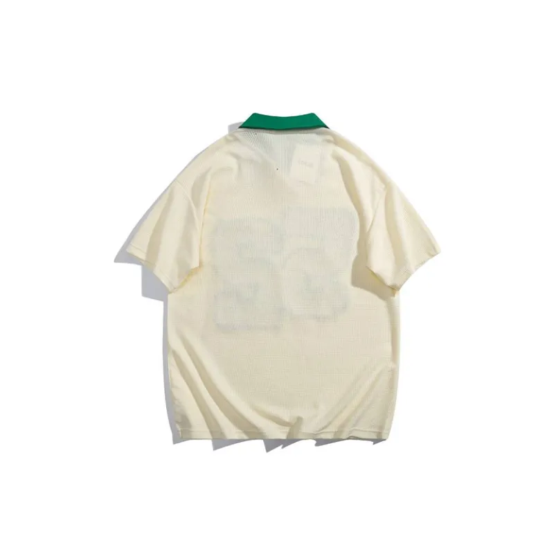 Trendy Contrast Polo Collar T Shirt-1