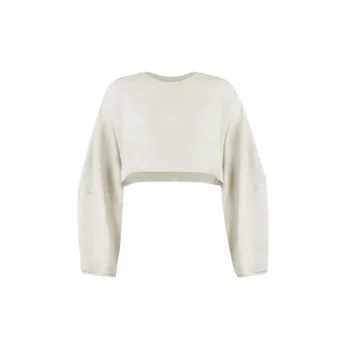 Sporty Plain High Density Cotton Plain Weave Fabric Sweatshirt Women