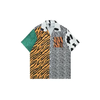 Trendy Striped Pattern Hawaiian Short Sleeved Shirt