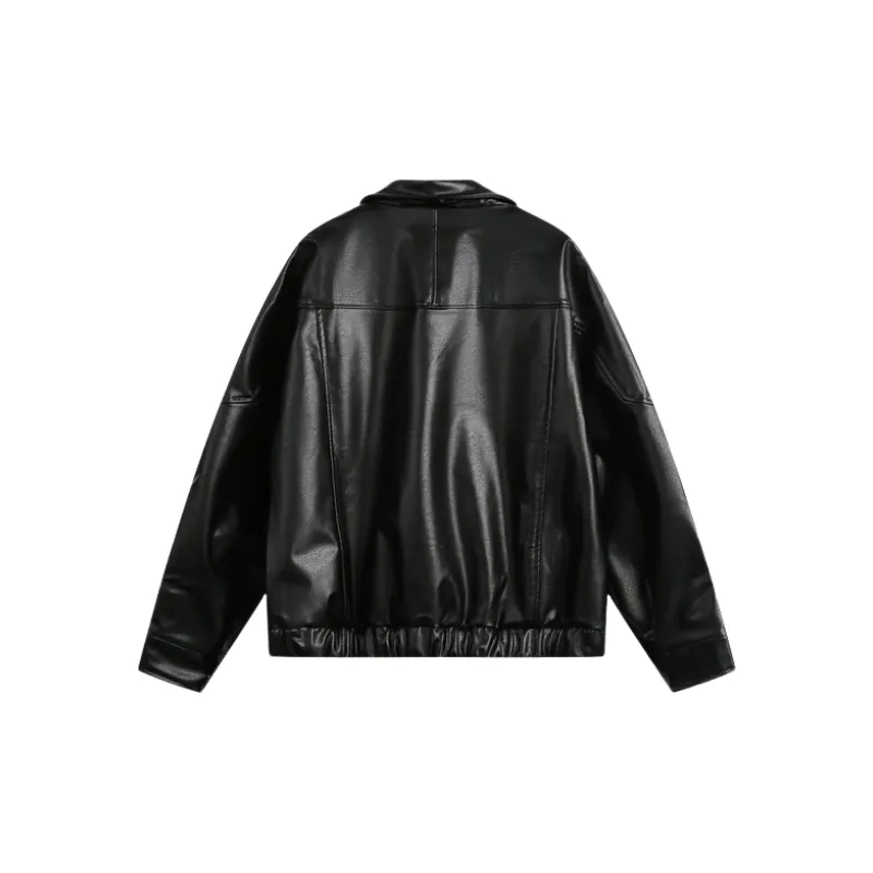Simple Loose PU Jacket-5