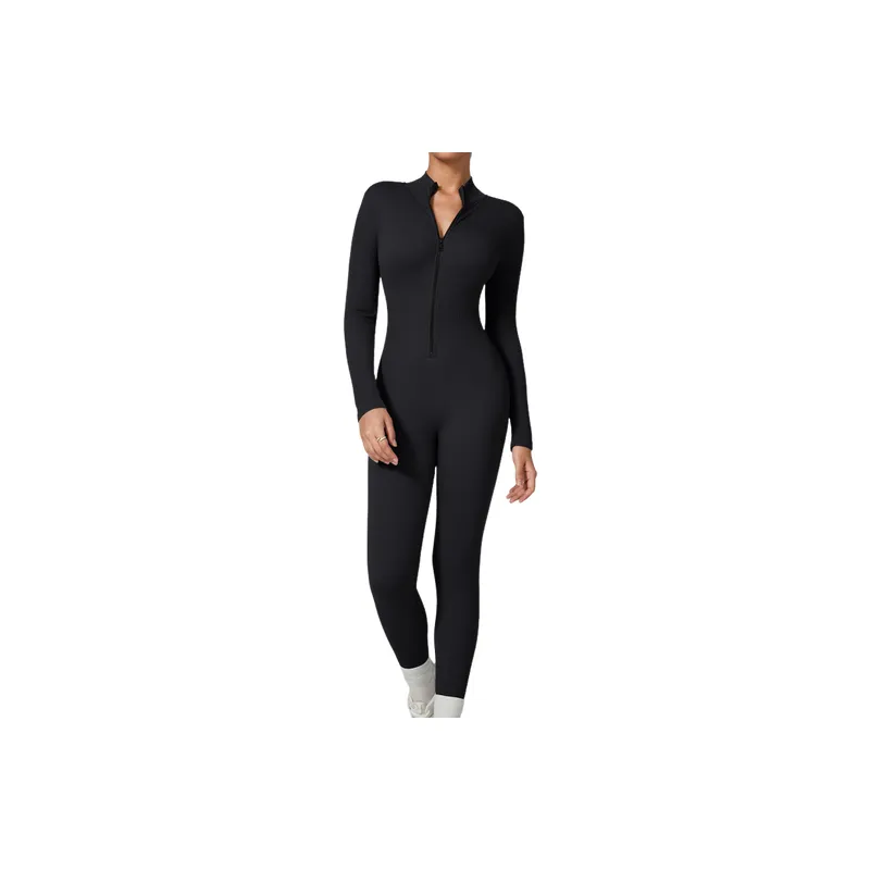 Basics Zipper Blended Synthetic Fabrics Bodysuit Women-5