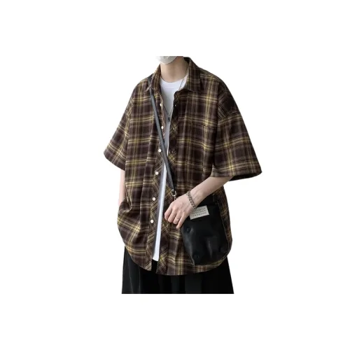 Retro Plaid Short-Sleeved Shirt - Loose Casual Jacket