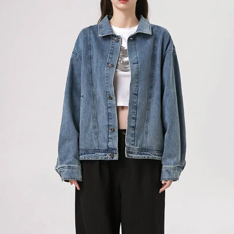 Simple Washed Blended Synthetic Fabrics Jacket-2