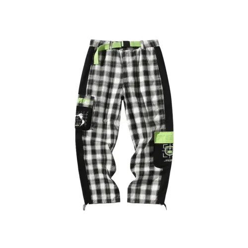 Black And White Plaid Loose Large Size Trousers