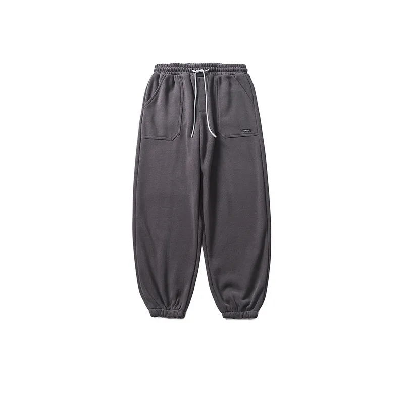 Large Pocket Solid Color Loose Casual Pants-0