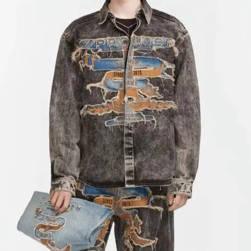 Simple Embroidered Denim Jacket-2