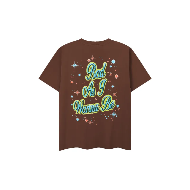 Loose Letter Cotton Blended Fabric T Shirt-1