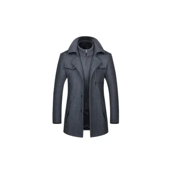 Casual Zipper Woolen Fabric Coat