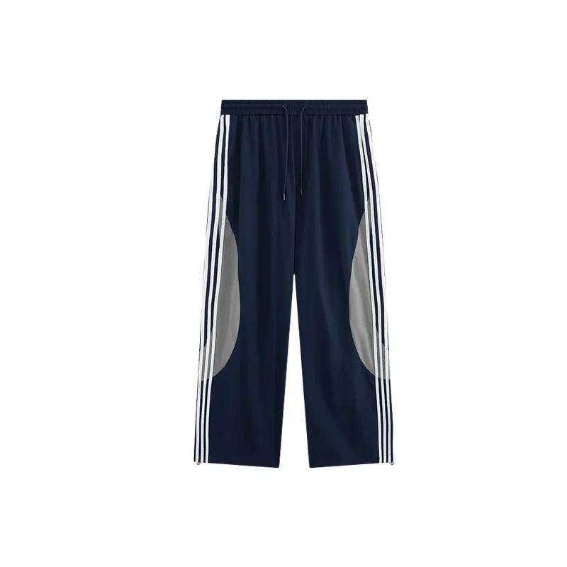 Sporty Striped Polyester Casual Pants-0
