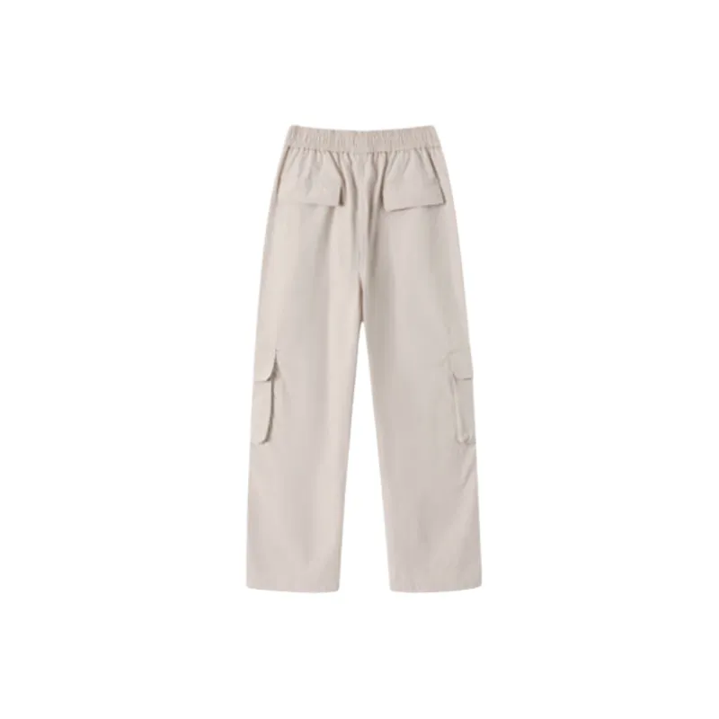 Simple Plain Blended Synthetic Fabrics Cargo Pants-5