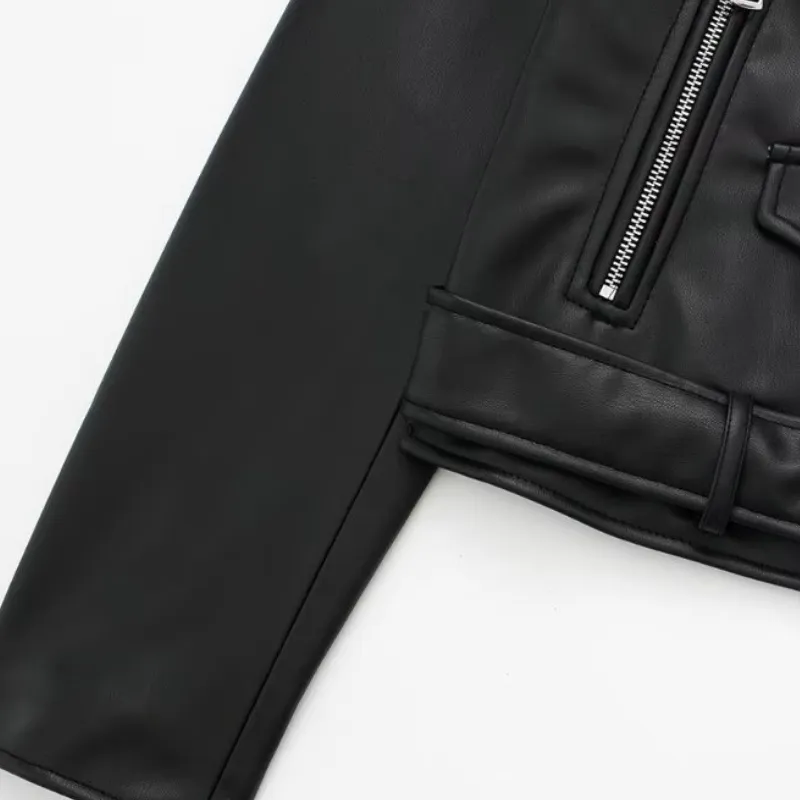 Fashionable Zipper PU Leather Jacket-3
