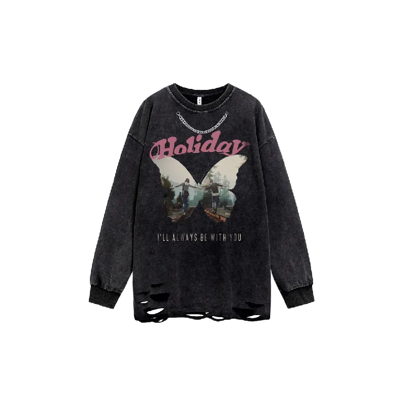 Casual Butterfly Loose T Shirt-2