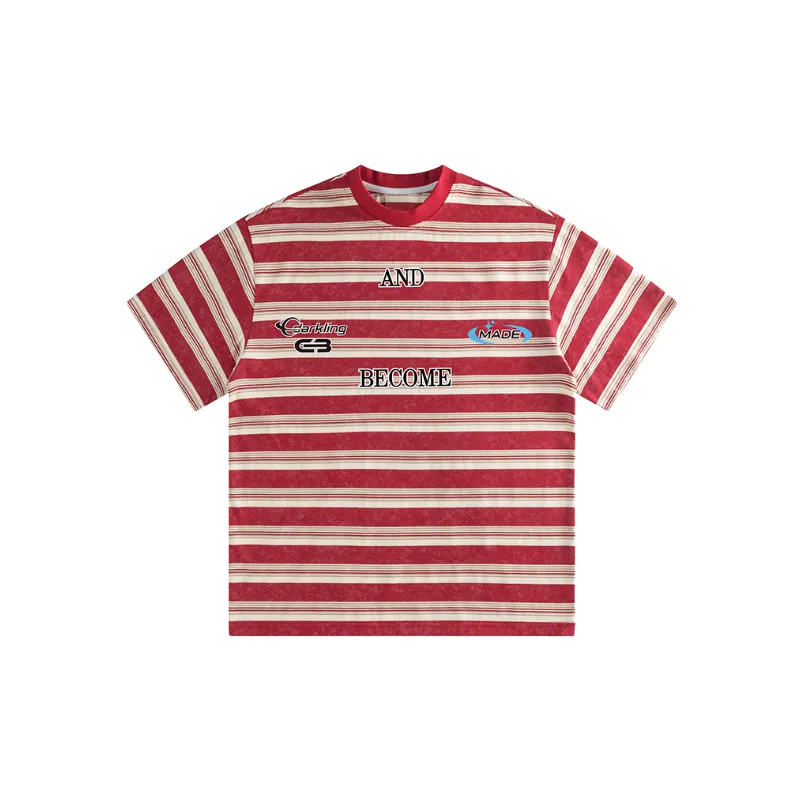 Fashionable Striped Polyester T-Shirt-0