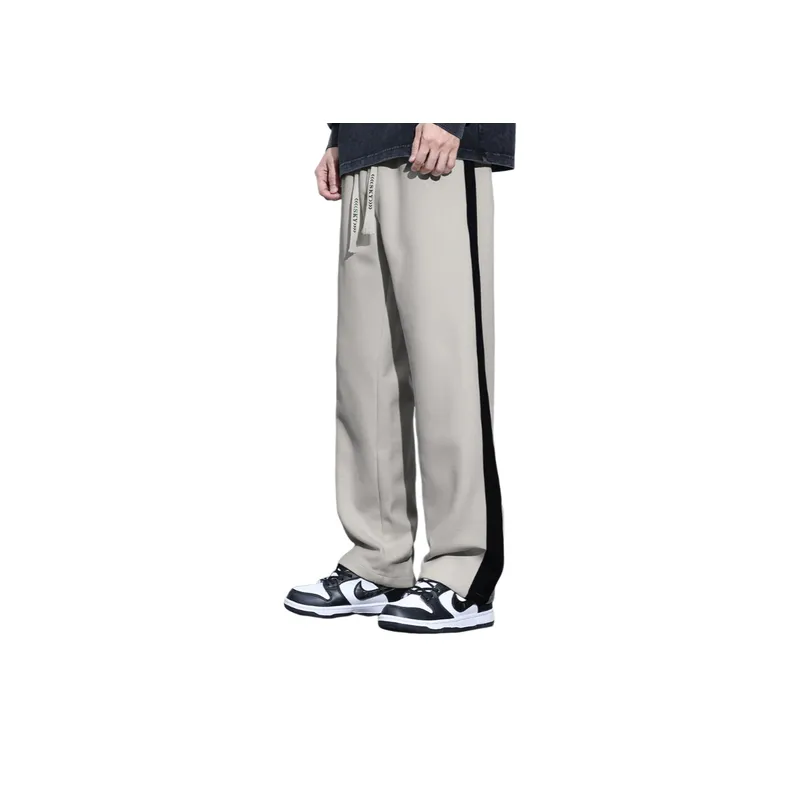 Contrast Color Casual Trousers-0