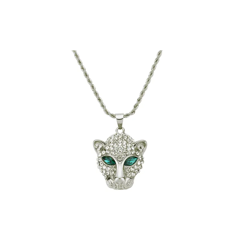 Hip Hop Leopard Head Necklace-3