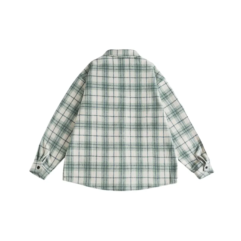 Retro Long Sleeve Cotton Blended Fabric Shirt Unisex-1
