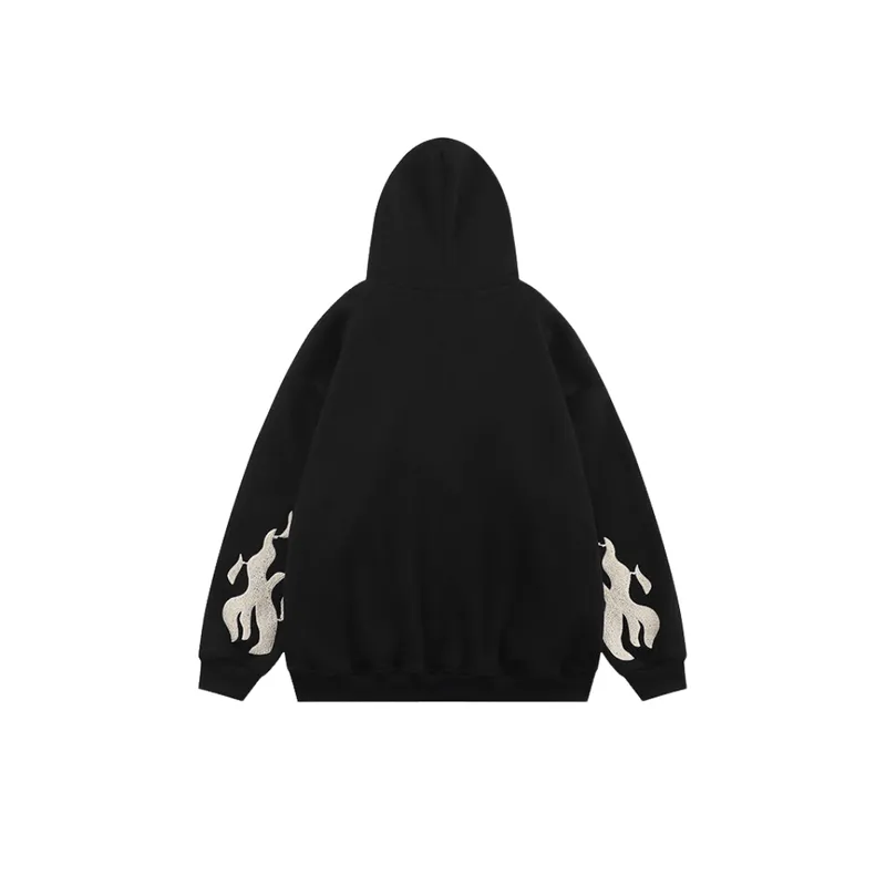 Cross Embroidered Zipper Hoodie-1