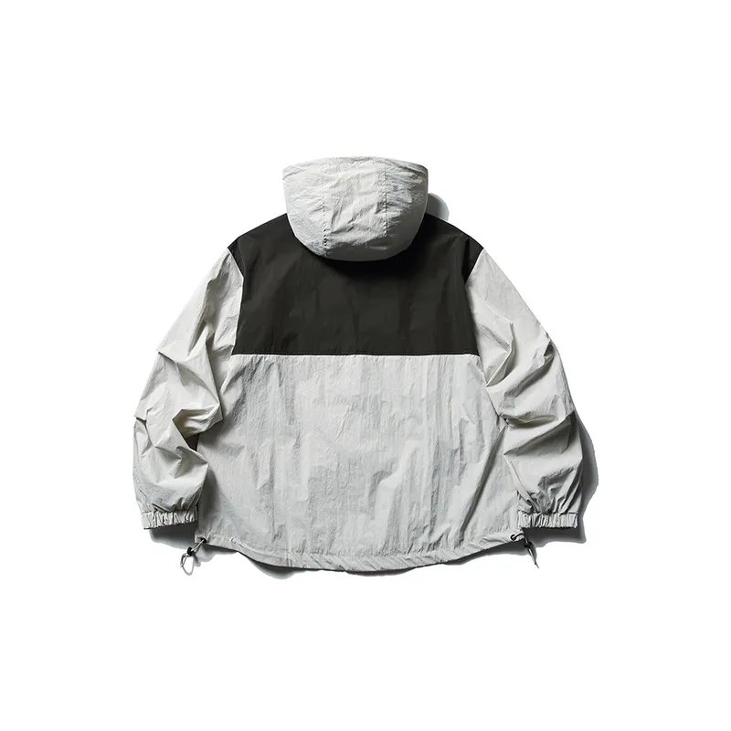 Contrast Color Stitching Pocket Decorative Hooded Jacket-1