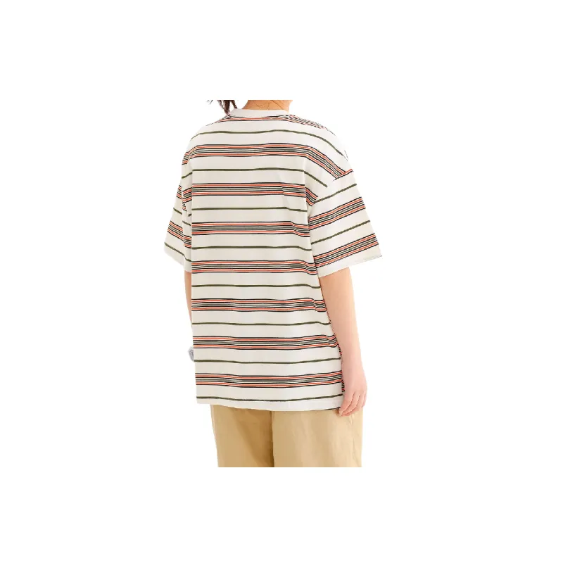 Retro Striped Cotton Blended Fabric T Shirt Unisex-3