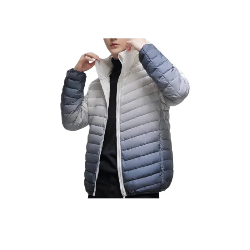 Short Gradient Warm Hooded Down Jacket-4