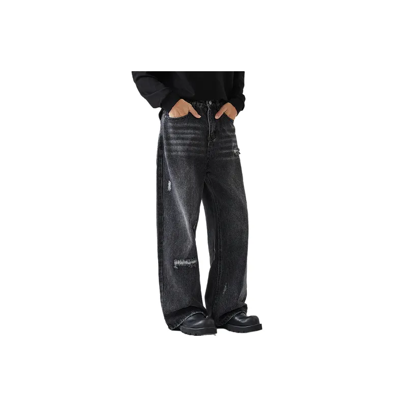 Fashionable Loose Straight Leg Jeans-7