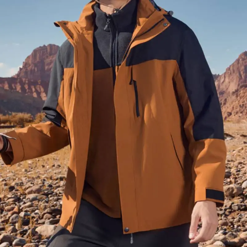 Contrast Color Breathable Polyester Outdoor Jacket Unisex-7