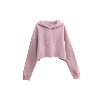 Sporty Plain Cotton Polyester Blend Sweatshirt Women